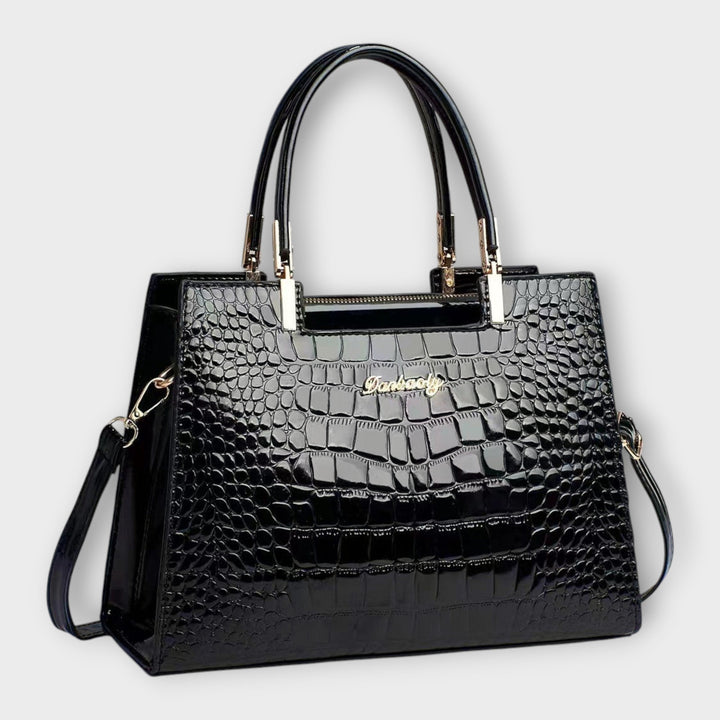 Olivia | Glossy Crocodile Pattern Handbag