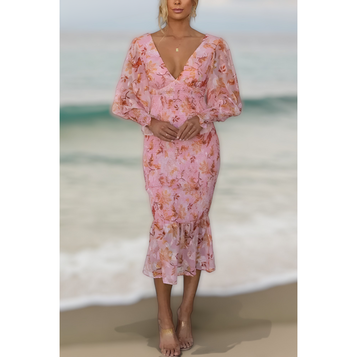 Taisie - Floral Ruffle Midi Dress