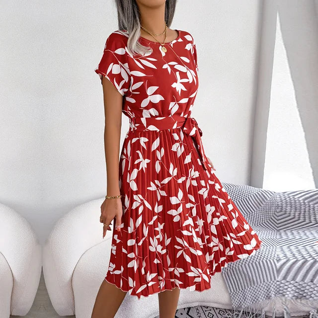 Fena - Floral Pleated Midi Dress